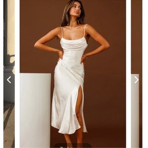 Cream satin midi dress - Size S